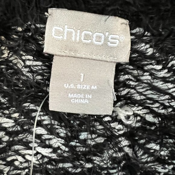 NEW Chicos Eyelash-Trim Jacquard Pullover Sweater Sz 1 (8) - Picture 9 of 16